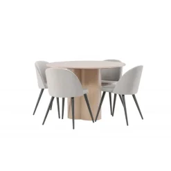 Olivia Rund Spisebordssæt - Grå og Hvid