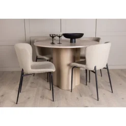 Olivia Rund Spisebordssæt - Mørkegrå og Hvid