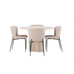 Olivia Rund Spisebordssæt - Mørkegrå og Hvid