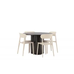 Olivia Rund Spisebordssæt - Beige og Mocca