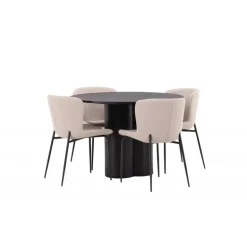 Olivia Rund Spisebordssæt - Sort og Mørkegrå