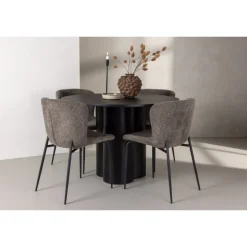 Olivia Rund Spisebordssæt - Beige og Sort