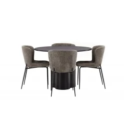 Olivia Rund Spisebordssæt - Beige og Sort