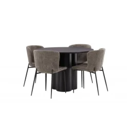 Olivia Rund Spisebordssæt - Beige og Sort