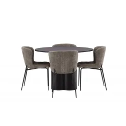 Olivia Rund Spisebordssæt - Beige og Sort