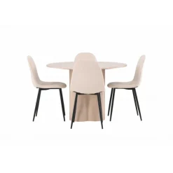 Olivia Rund Spisebordssæt - Beige og Hvid