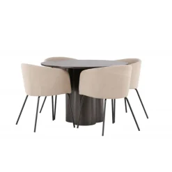 Olivia Rund Spisebordssæt - Beige og Mocca