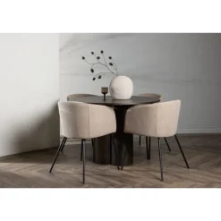 Olivia Rund Spisebordssæt - Beige og Mocca