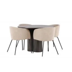 Olivia Rund Spisebordssæt - Beige og Mocca
