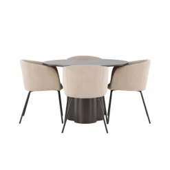 Olivia Rund Spisebordssæt - Beige og Mocca