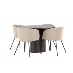 Olivia Rund Spisebordssæt - Beige og Mocca