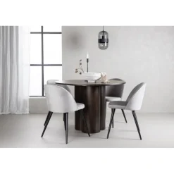 Olivia Rund Spisebordssæt - Grå og Mocca