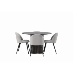 Olivia Rund Spisebordssæt - Grå og Mocca