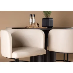 Olivia Rund Spisebordssæt - Beige og Sort