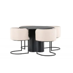 Olivia Rund Spisebordssæt - Beige og Sort