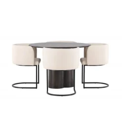 Olivia Rund Spisebordssæt - Beige og Mocca