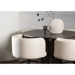 Olivia Rund Spisebordssæt - Beige og Mocca