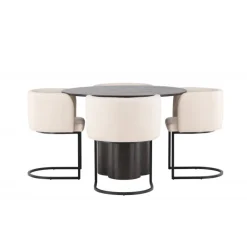 Olivia Rund Spisebordssæt - Beige og Mocca