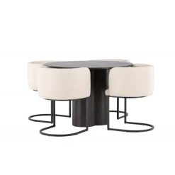 Olivia Rund Spisebordssæt - Beige og Mocca