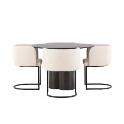 Olivia Rund Spisebordssæt - Beige og Mocca