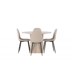 Olivia Spisebordssæt med Polar Stole - Beige og Hvid