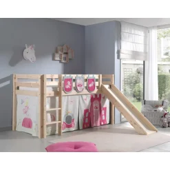 Opbevaringslommer til mellemhøjseng – prinsesse, lyserød (3 stk.)