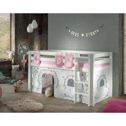 Opbevaringslommer til mellemhøjseng – Birdy, hvid/lyserød (3 stk.)