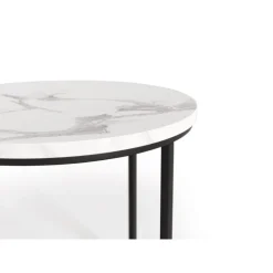 OREO Sæt af To Sofaborde - Hvid Marmor / Sort