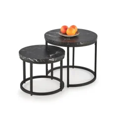 OREO sæt af to sofaborde - Sort marmor / Sort