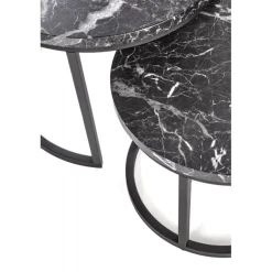 OREO sæt af to sofaborde - Sort marmor / Sort