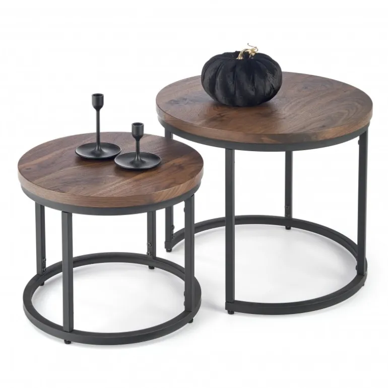 OREO sæt af to sofaborde, Valnød / Sort