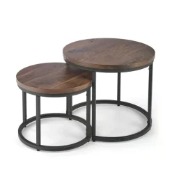 OREO sæt af to sofaborde, Valnød / Sort