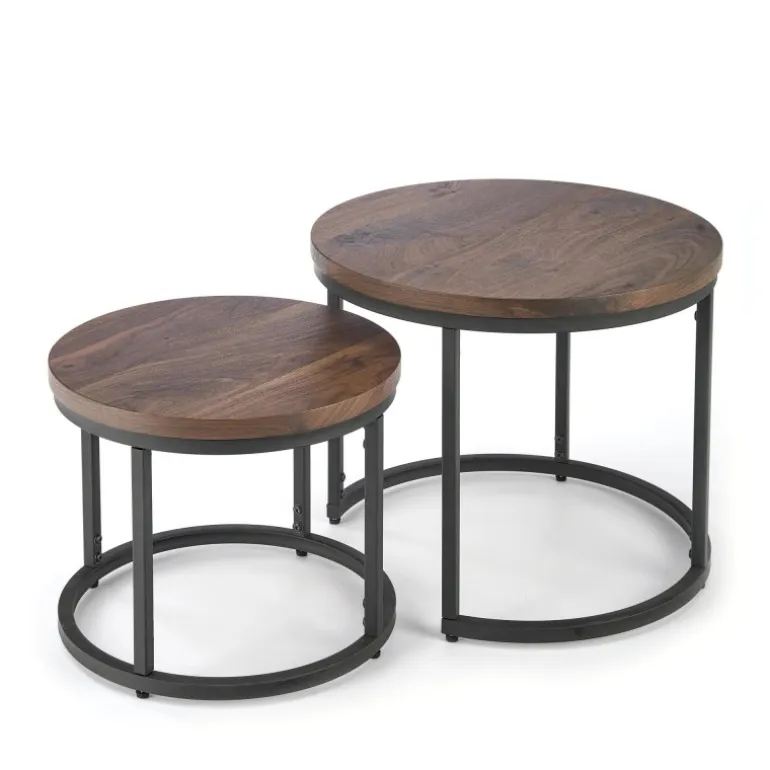 OREO sæt af to sofaborde, Valnød / Sort