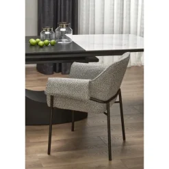 OSMAN Spisebord med udtræk, Hvid marmor / Sort