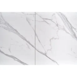 OSMAN Spisebord med udtræk, Hvid marmor / Sort