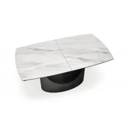 OSMAN Spisebord med udtræk, Hvid marmor / Sort