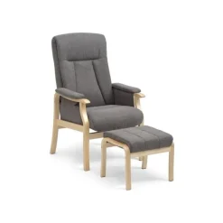 Otium lænestol med skammel - Stof/naturtræ