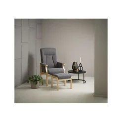 Otium lænestol med skammel - Stof/naturtræ