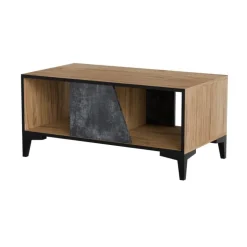 OVO sofabord 90x50cm mørk beton/urskov eg