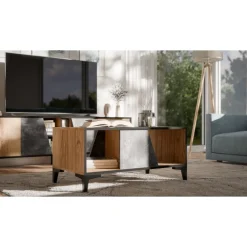 OVO sofabord 90x50cm mørk beton/urskov eg