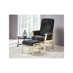 Oxford otium lænestol med skammel - Fåreskind med Natur stel