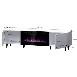 PAFOS EF TV bord 180cm Hvid Sorte ben
