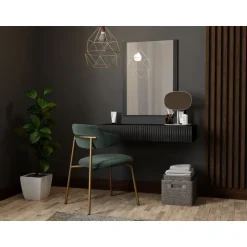 PAFOS sminkebord (ophængt) og spejl Sort/Sort