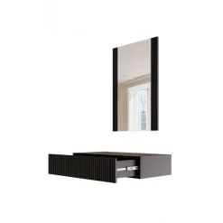 PAFOS sminkebord (ophængt) og spejl Sort/Sort