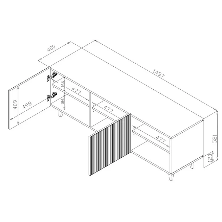 PAFOS TV bord 150cm Sort