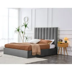 PALAZZO 160x200 seng med opbevaring - Grå og sølv