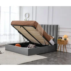 PALAZZO 160x200 seng med opbevaring - Grå og sølv