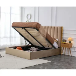 PALAZZO 160x200 seng med opbevaring - Beige/guld