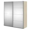 Palermo 182 cm - Skydedørsskab - 2 x spejlglas dør og egestruktur