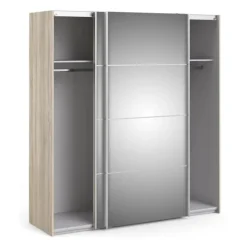 Palermo 182 cm - Skydedørsskab - 2 x spejlglas dør og egestruktur